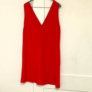 Theory Red A-line Dress with pockets.